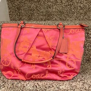 Pink/orange coach bag, gently used.